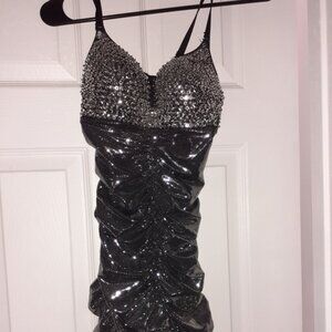 Sequin black and silver mini dress